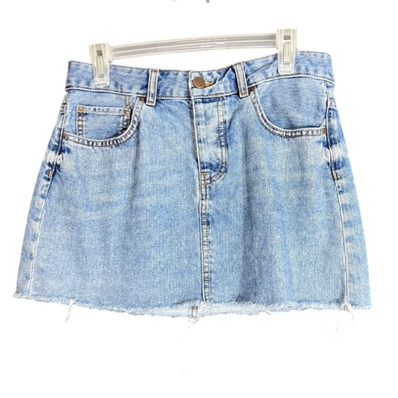 ASOS Womens Size 6 Denim Mini Skirt Blue Jean Raw Hem Casual Summer Festival - Picture 2 of 13